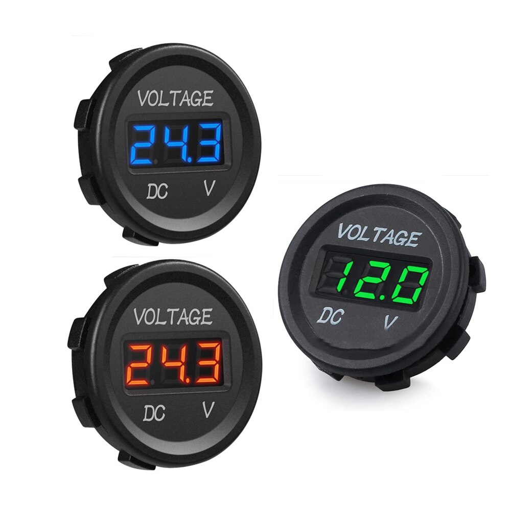 Auto Motorrad Voltmeter DC 5-48V Mini Digital WaterproofLED Tafel Tester Anzeige Runde Volt Meter Messgerät