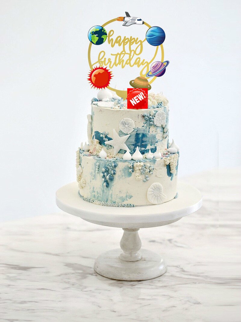 Acrylic Space Cake Cake Decorating Supplies Happy Birthday Cake Topper Boys Birthday Cake Toppers Party Decoration Party Favors