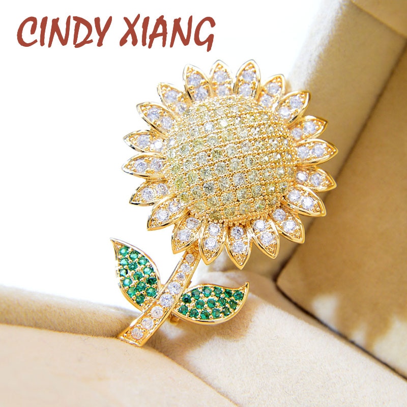 Cindy Xiang Zirconia Kleine Zonnebloem Broches Voor Vrouwen Leuke Bloem Pin Zomer Stijl Mode-sieraden Kraag