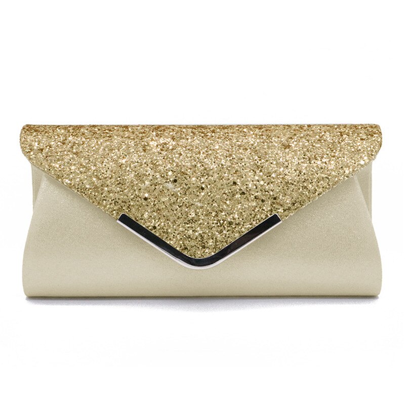 Konvolut damer pailletter aften fest prom smart clutch taske glitter shimmer handba til kvinder: Guld