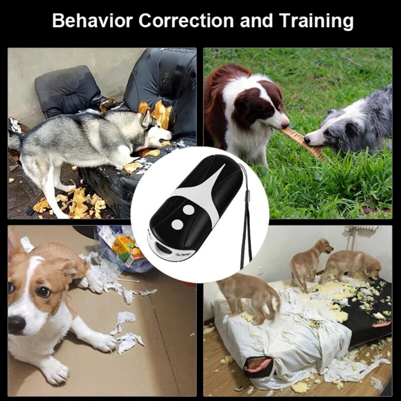 Handheld Multifunction Pet Dog Repellent LED Ultrasonic Infrared Dog Deterrent Anti Dog Barking Device Bark Training J60C