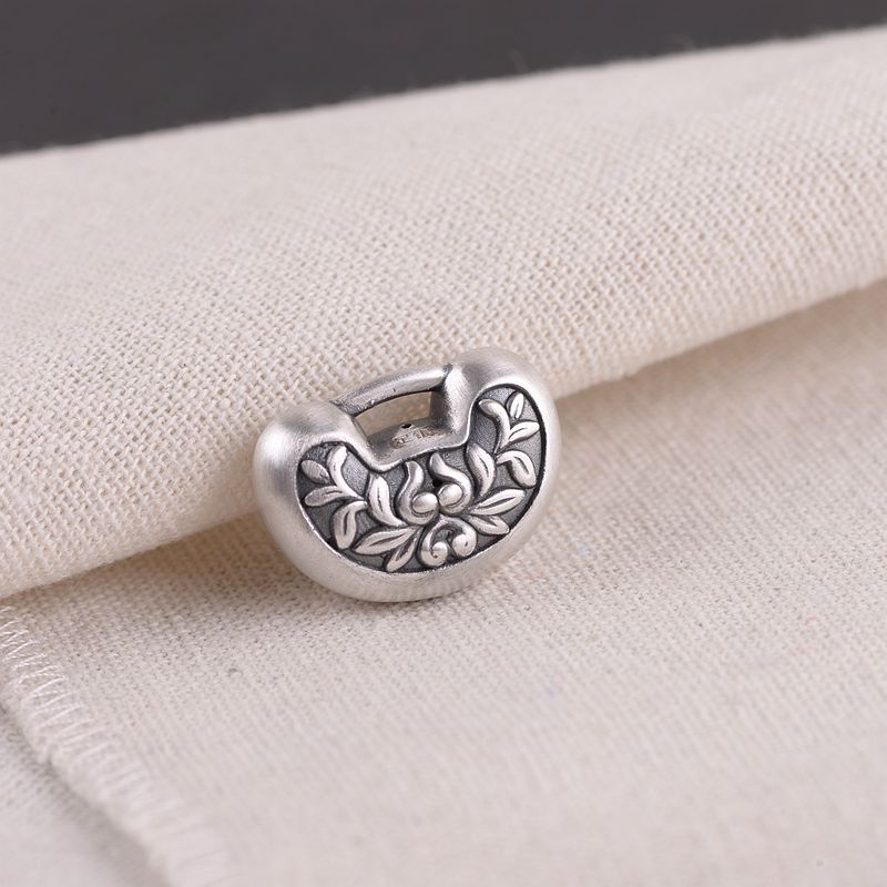 Ruyi pingente feminino de prata, acessório de joia pingente retrô de dupla face para vida longa com gravação à mão