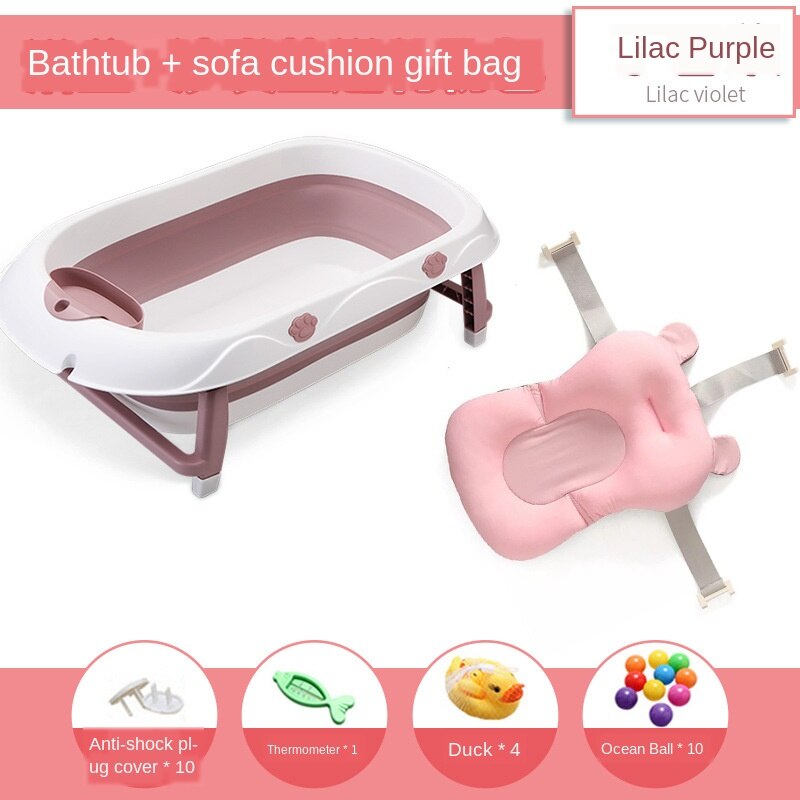 Folding Bath Tub Children Bath Bucket Baby Bathtub Bath Barrel Bathtub Newborn Bathtub: Purple C