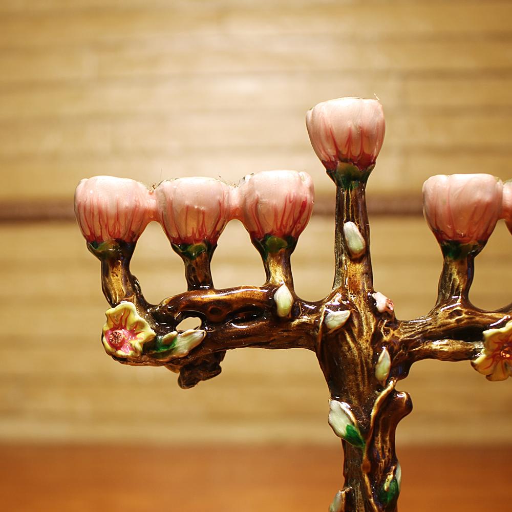 Candelabros Hanukkah Menorah de 7 ramas, candelabros con Árbol de flores, candelabros Menorah antiguos