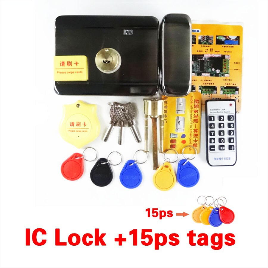DC12V Electric rim lock for Metal Door Gate Electric Door Lock Opener 125KHZ RFID Card Lock Keyless Lock Electric Release
