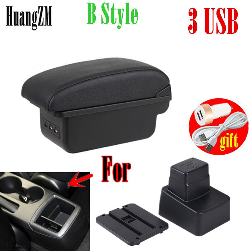 Pour CX-3 CX3 accoudoir boîte universelle voiture console centrale modification accessoires double surélevé avec USB: B style black line