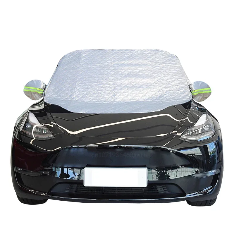 Waterproof Cover Exterior Car Covers Outdoor Half Awning Anti-Snow Windshield Proof Protective Cotton Sunshade Anti Ice Frost: WHITE
