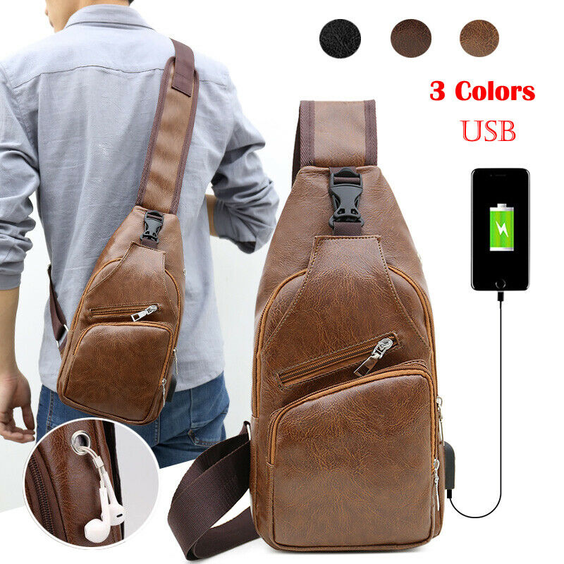 sac à bandoulière solide en cuir pour hommes. Sac à bandoulière pour poitrine. Sac à bandoulière pour motard. directe.
