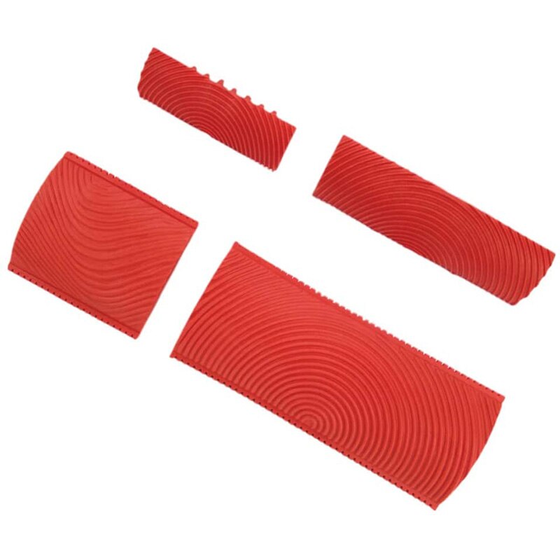 4 stk tre korn verktøy sett gummi tre korn mønster vegg maling verktøy for veggmaleri dekorasjon diy