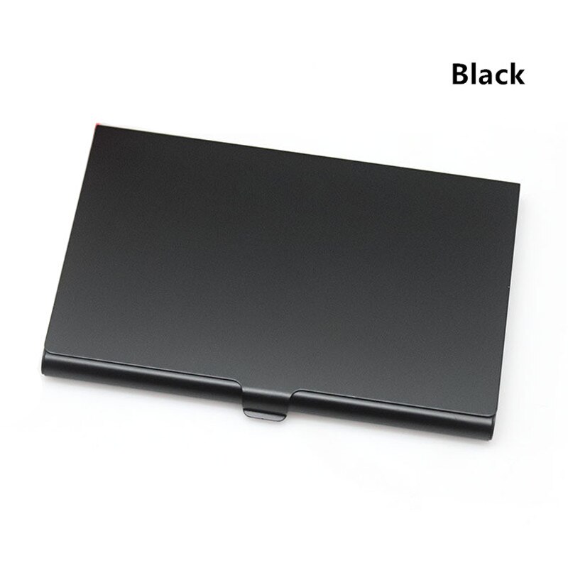 Casual Business Card Case Stainless Steel Aluminum Holder Metal Box Cover Credit Men Business Card Holder Metal Wallet: Black