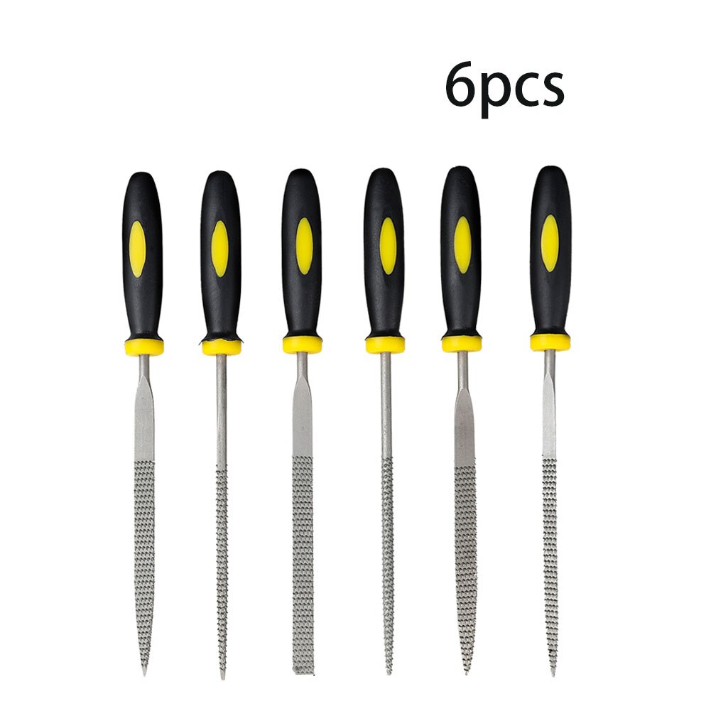 6 Stuks Naaldvijlen Set Hout Rasp Carving Handgereedschap Mini Carbon Stalen Rasp Naald Half Ronde Platte Met Handvat voor Houtbewerking