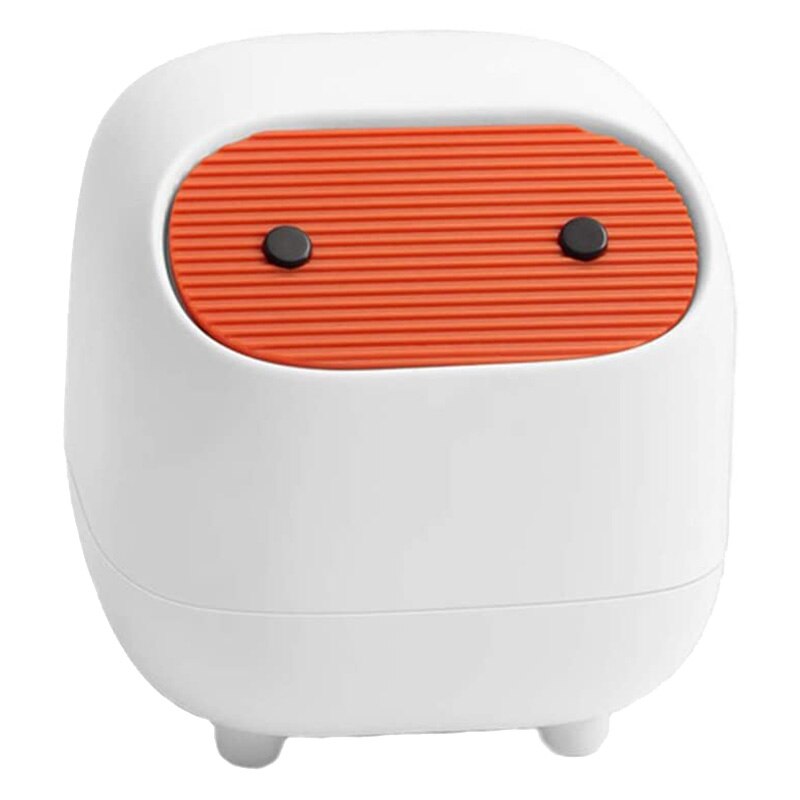 Mini Papelera para escritorio con tapa, organizador extraíble tipo prensa, Cubo de almacenamiento de escritorio: White