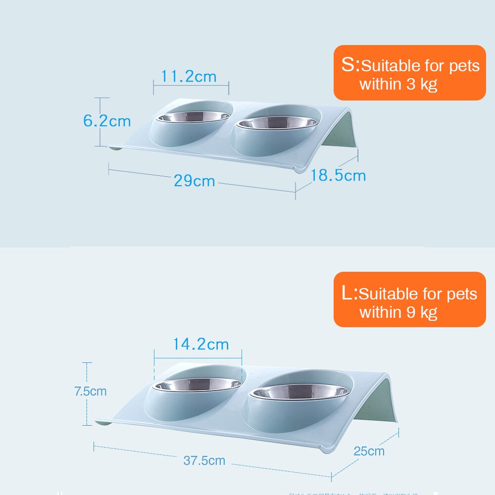 Double Dog Bowl Pet Feeding Station Stainless Steel Water Food Bowls Feeder Solution for Dogs Supplies Pet Bowl Food Container