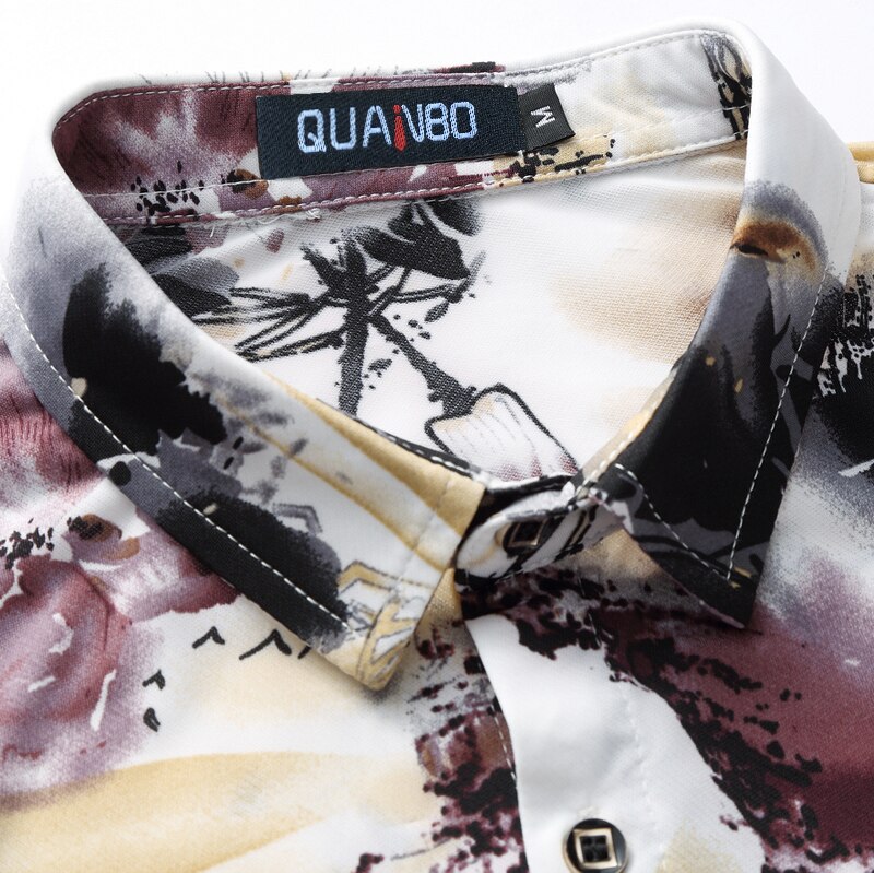 Quanbo herreskjorter plus størrelse 6xl sommer mænd afslappet stræktryk blomstret kortærmet skjorte mærketøj