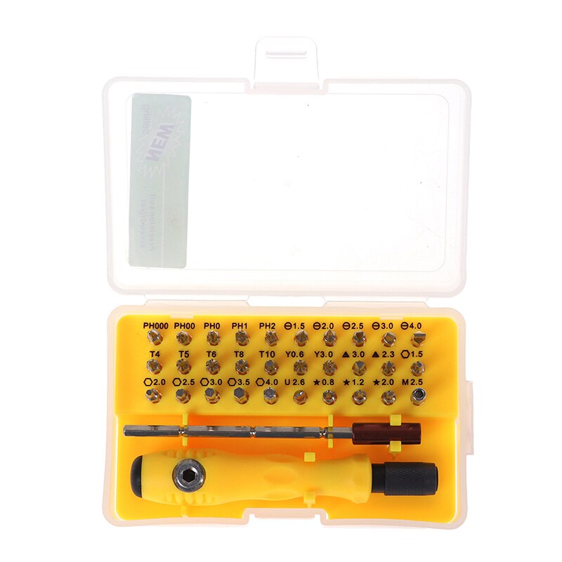 32 in 1 multi liten precision torx skruvmejsel bits laptop reparationsverktyg: Gul
