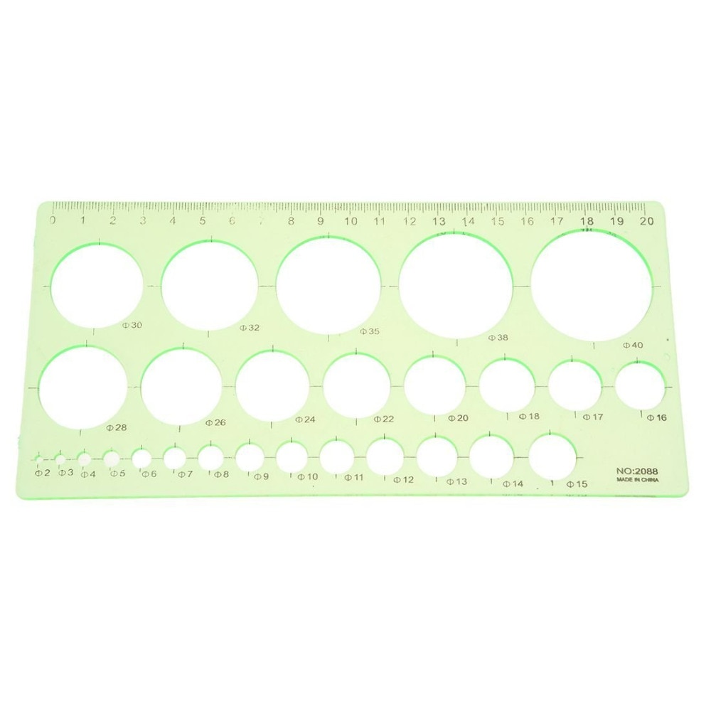 Green Plastic Students Rectangle Shape Drawing Circle Template Ruler