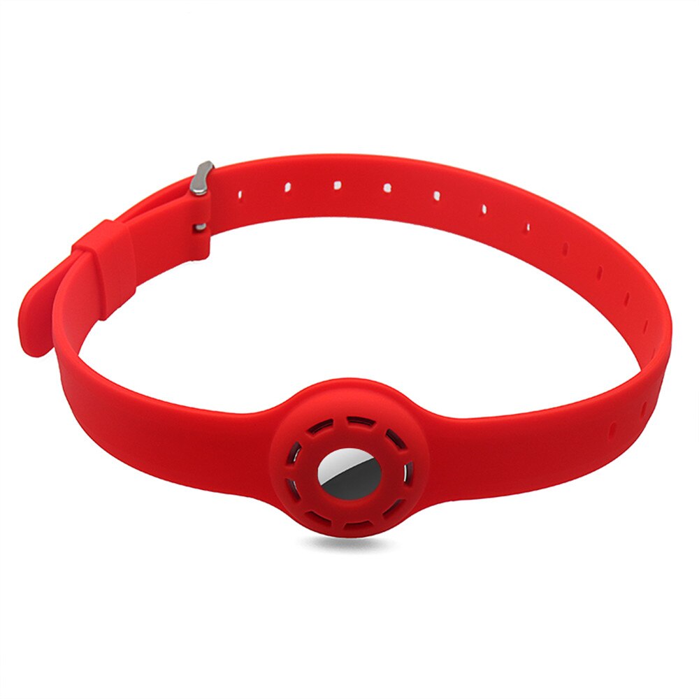 1pc til apple airtag etui hund kat halsbånd gps finder farverigt lysende beskyttende silikone etui til apple air tag tracker cover: Rød