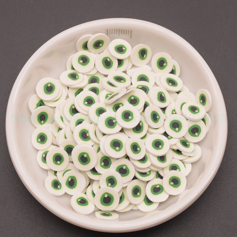 65g Groene Ogen vorm Klei polymeren Sprinkles Fimo voor Telefoon Decoratie, Shaker Kaarten DIY, Slime Vullen