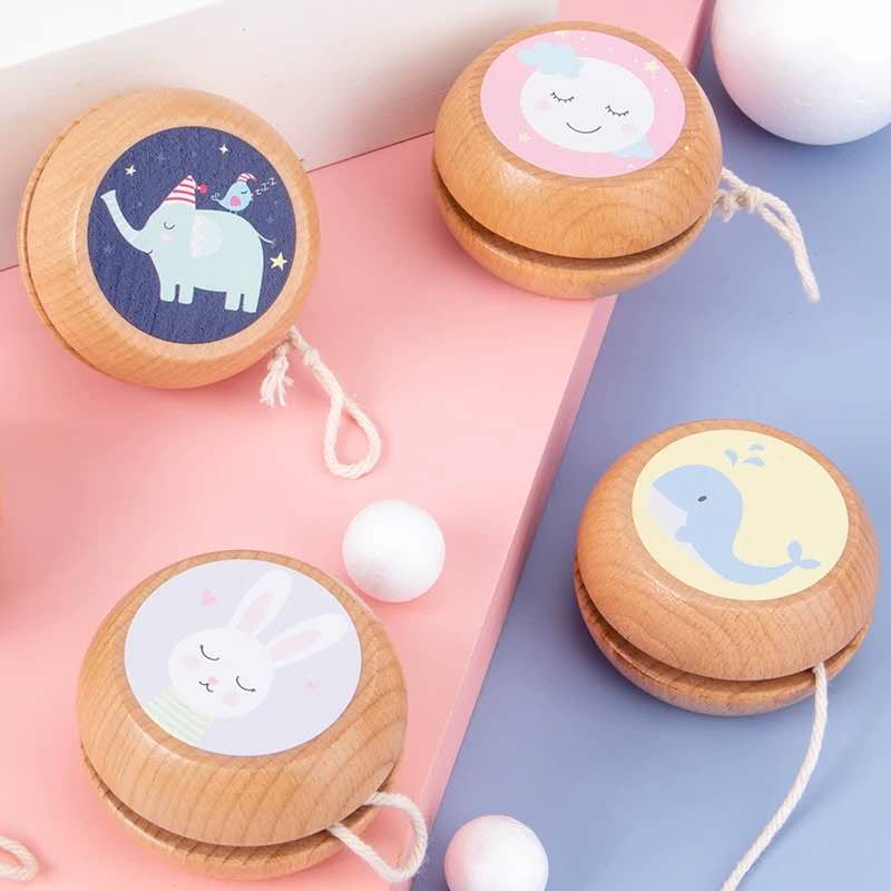 Cute Animal Prints Wooden Yoyo Toys
