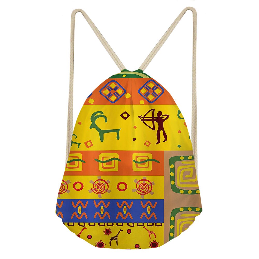 Art Style africain impression cordon sacs femmes ethnique noir Style plage épaules sac Afro dames élément chaîne sac à dos: MULTI