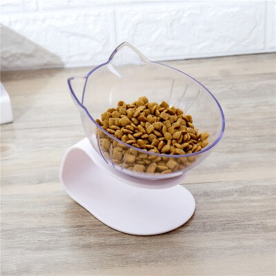 Orthopedic Anti-vomiting Cat Feeder Dog Bowl Transparent AS Material Non-slip Food Bowl With Protection Cervical Transparent Cat: one