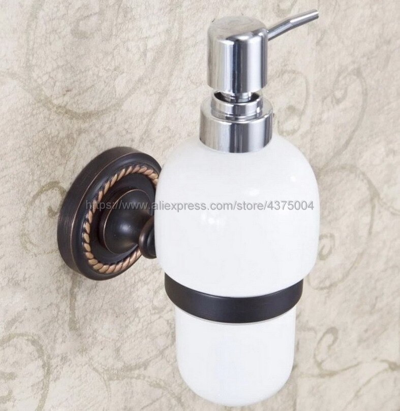 Oil Rubbed Bronze Bathroom and Kitchen Ceramic bottle liquid Soap Dispenser Wall Mounted Soap dispensers Holder rack Nba218
