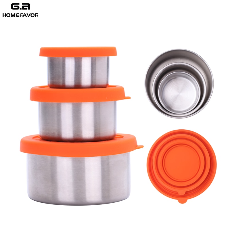 Kruiderij Containers Met Siliconen Deksels Rvs Lunch Bento Container Spice Saus Moer Ketchup Opbergdoos