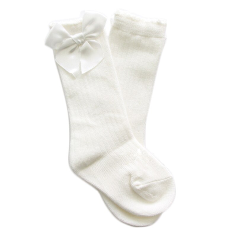 Søde lange rør børnestrømper til børn knepiger sokker lodret stribet bomuld børn baby pige sokker til piger 2 ~ 4 år: Hvid