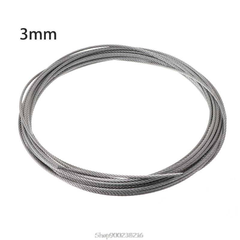 10m 304 Stainless Steel Wire Rope Soft Fishing Lifting Cable 7×7 Clothesline N19 20
