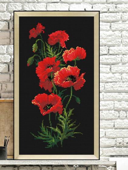 Oneroom-Kit de punto de cruz Riolis 1478, margaritas, flores de Manzanilla, superior: Rojo