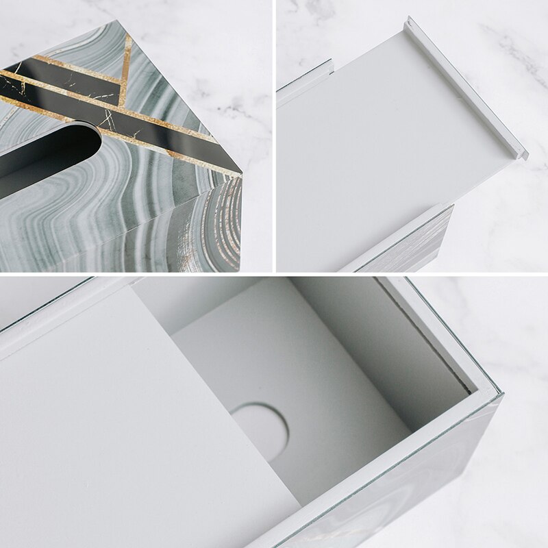Marble Texture Tissue Box Acrylic Material Desktop Toilet Napkin Holder Office Desk Living Room Bedroom Tissue Protection Box