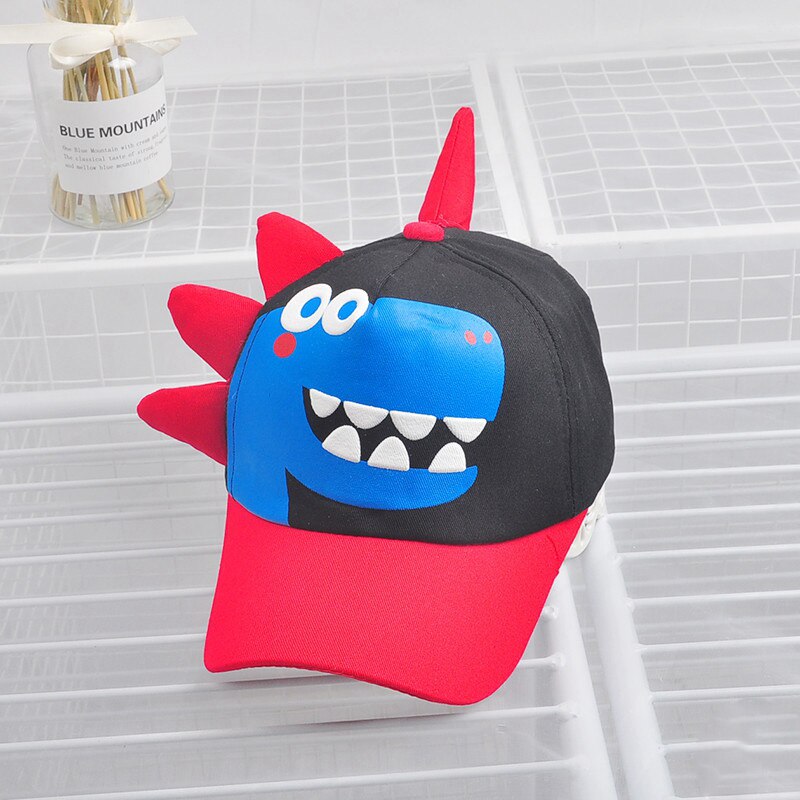 Spring Summer Baby Hat Cartoon Dinosaur Kids Boys Baseball Cap Casual Outdoor Children Snapback Hat: black