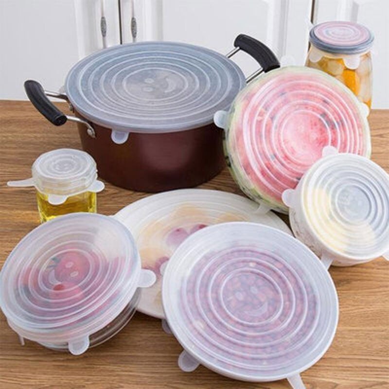 Food-Cover Stretch-Seal Film Transparent-Cover Kitchen-Accessories Food-Wrap Elastic Silicone Magic-Lid Reusable 6pcs