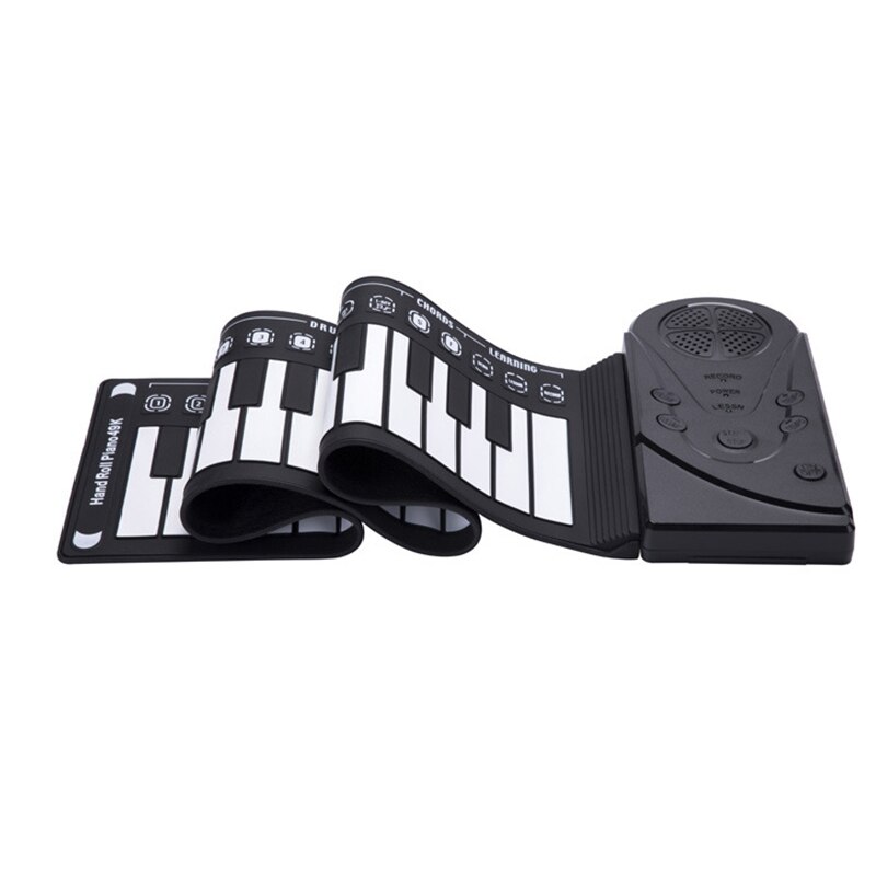 49 nøgler digitalt tastatur klaver bærbart fleksibelt silikone elektronisk roll up klaver børn legetøj indbygget højttaler: Sort