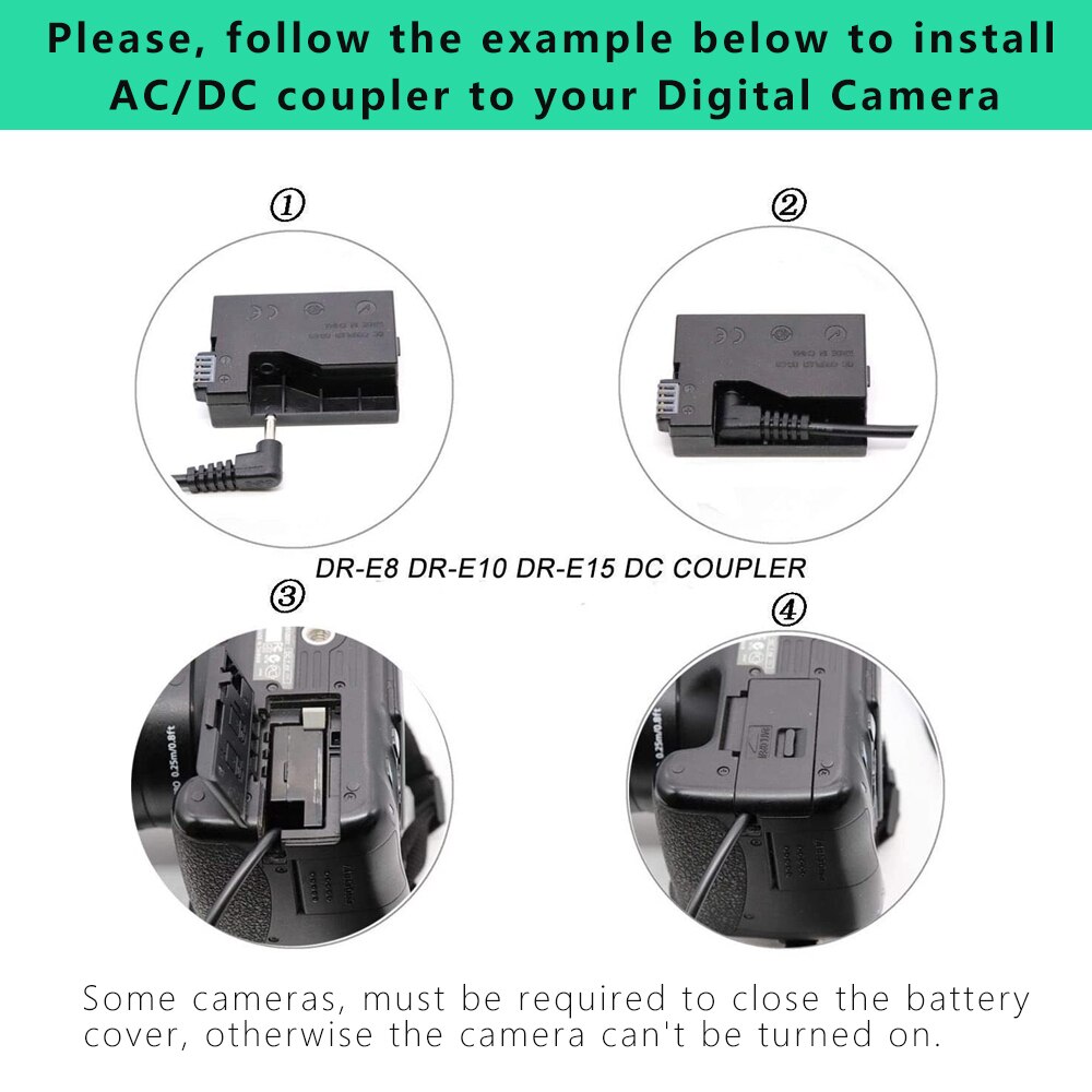 ACK-E15 chargeur Caméra adaptateur secteur + DR-E15 AC/Coupleur CC LP E12 LP-E12 batterie factice pour Canon EOS-100D kiss x7 EOS 100D Rebelle
