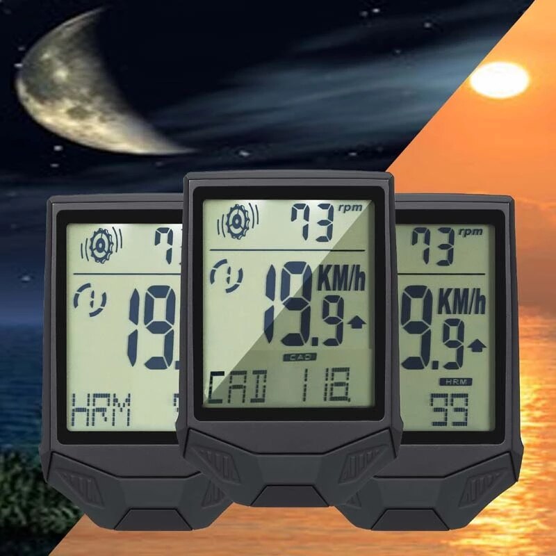 Multifunctionele fietscomputer 2.8 inch groot scherm cadans hartslag led lichtgevende lange heldere mountainbike snelheidsmeter