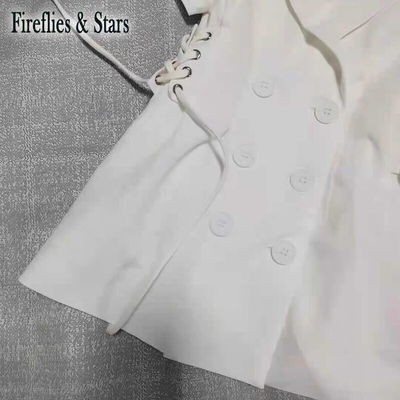 Costume d&#39;été pour filles, veste pour bébé, manteau, Blazer blanc, vêtements pour enfants, laçage à la taille, manches fines et douces plissées, pour enfants de 2 à 8 ans