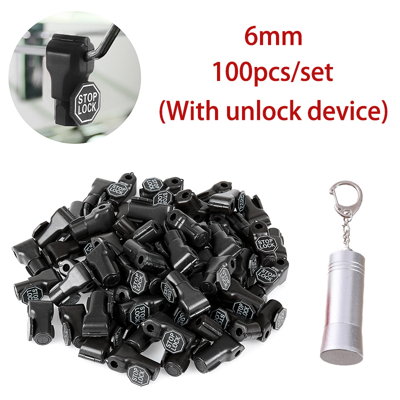 100pcs 6mm Plastic Anti-Theft Locks Unlock Device Retail Shop Supermarket Peg Hook Stop Lock Pegboard Safety Display Hook Lock: Nickel