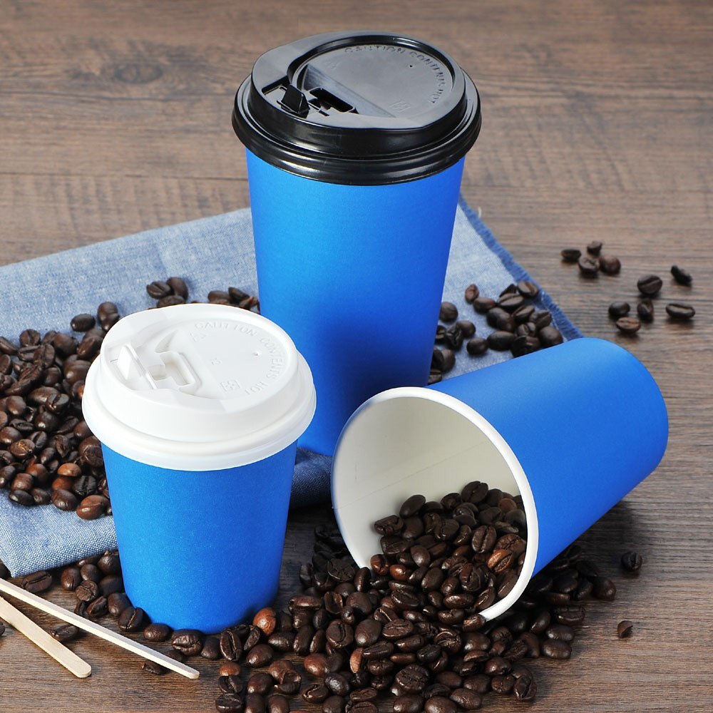 Disposable Paper Cup Household Coffee Milk Tea Cup Office Belt Thickened without Lid Tasting Cup 4 Oz 100ml Blue