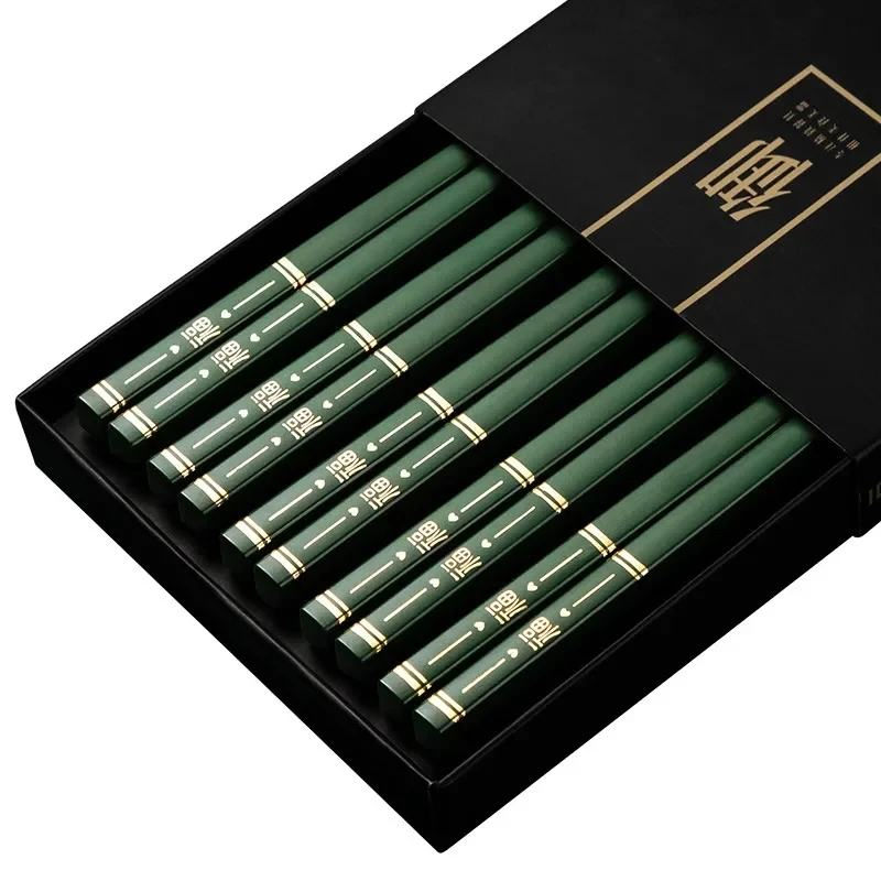 5 Pairs Japanese Chinese Chopsticks Sushi Non-slip Sticks Reusable Metal Korean Chopsticks Set Healthy Alloy Tableware set: Blue