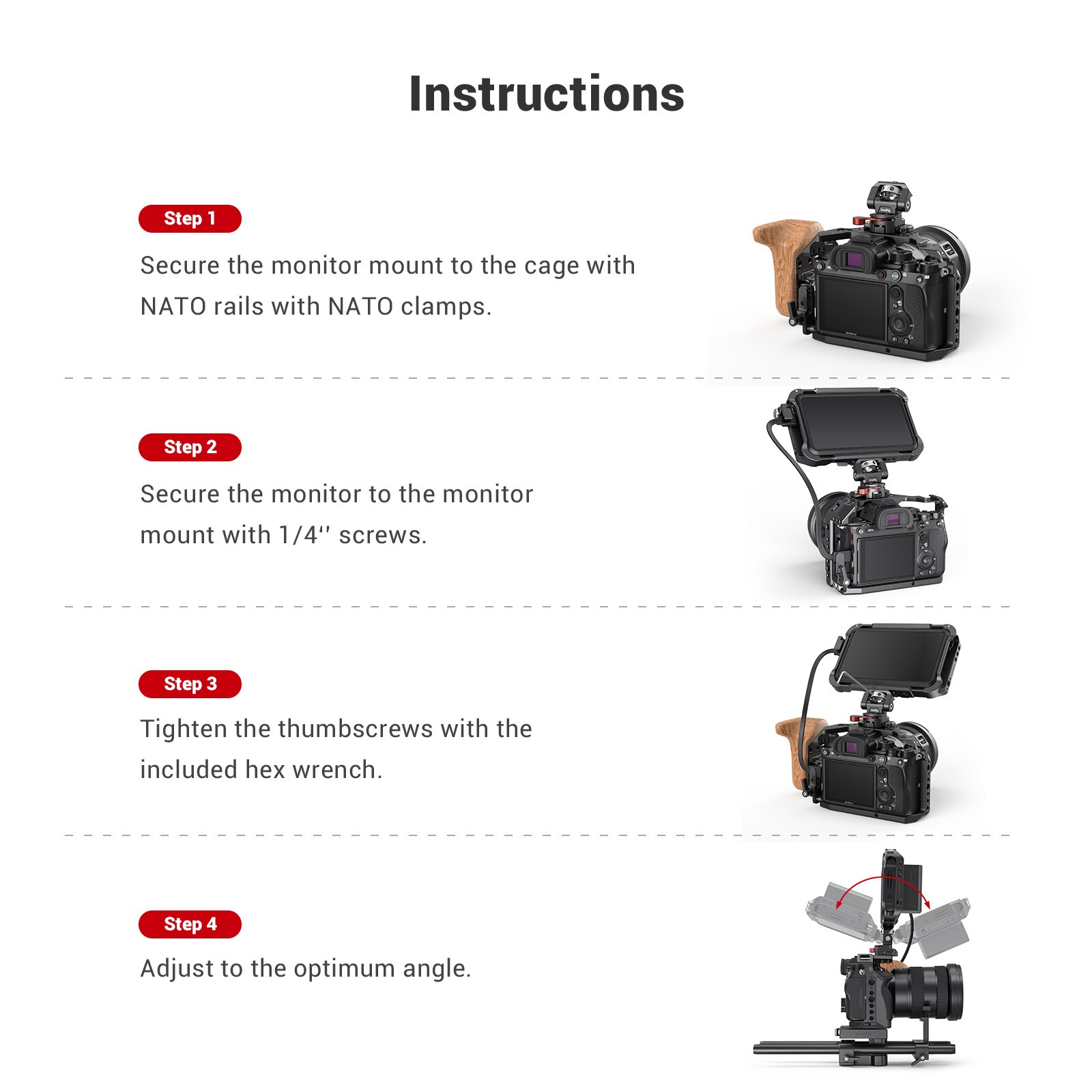 SmallRig Swivel and Tilt Adjustable Monitor Mount With NATO Clamp Mount For Camera/Light/Microphone Dslr Diy Accessories -2906