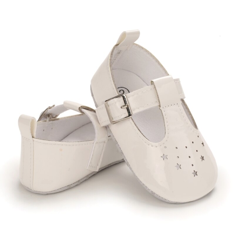 Zapatos de dibujos animados para bebés, calzado antideslizante con fondo suave de polipiel, para primeros pasos de 0 a 18 meses, primavera y otoño: White / 0-6 meses