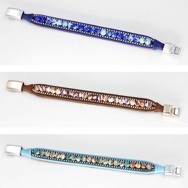VONNOR Gioielli Braccialetti di Pietra per le Donne di Cuoio Dei Braccialetti Degli Uomini Perline Strsnd Braccialetto di Fascino