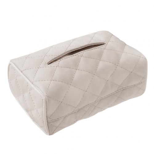 Car Faux Leather Sun Viper Back Seat Hanging Tissue Box Paper Holder Container: Beige