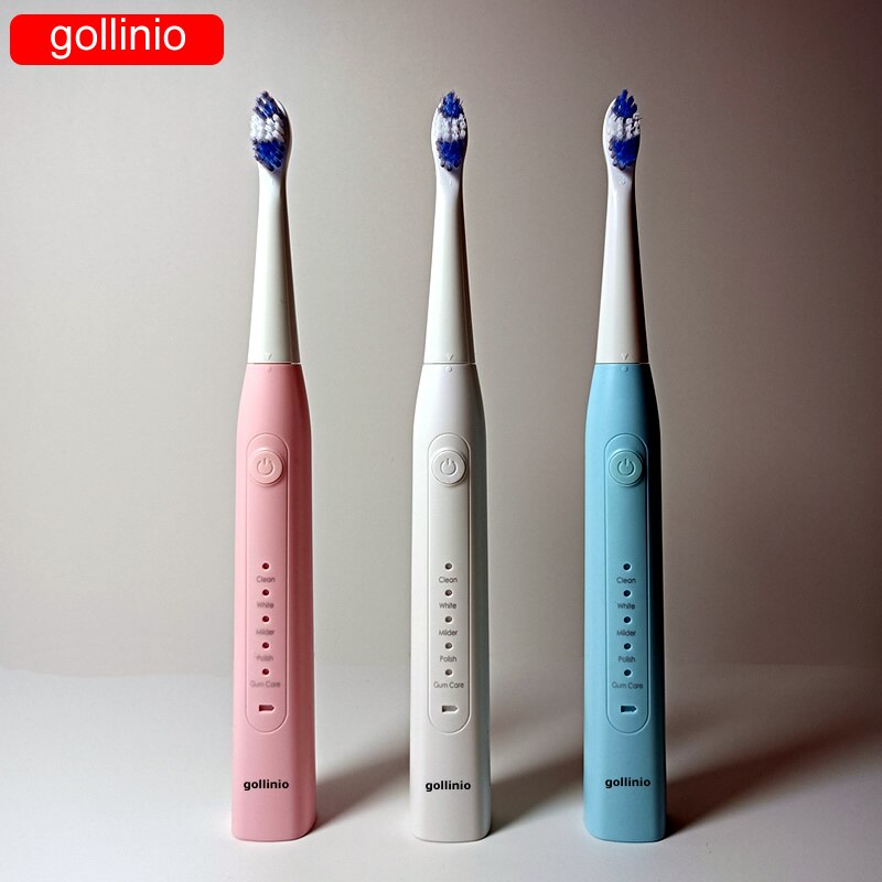 Gollinio-cepillo de dientes eléctrico recargable por Usb, dispositivo dental electrónico de carga rápida GL09A, cabezal de repuesto sónico, resistente al agua, xp7
