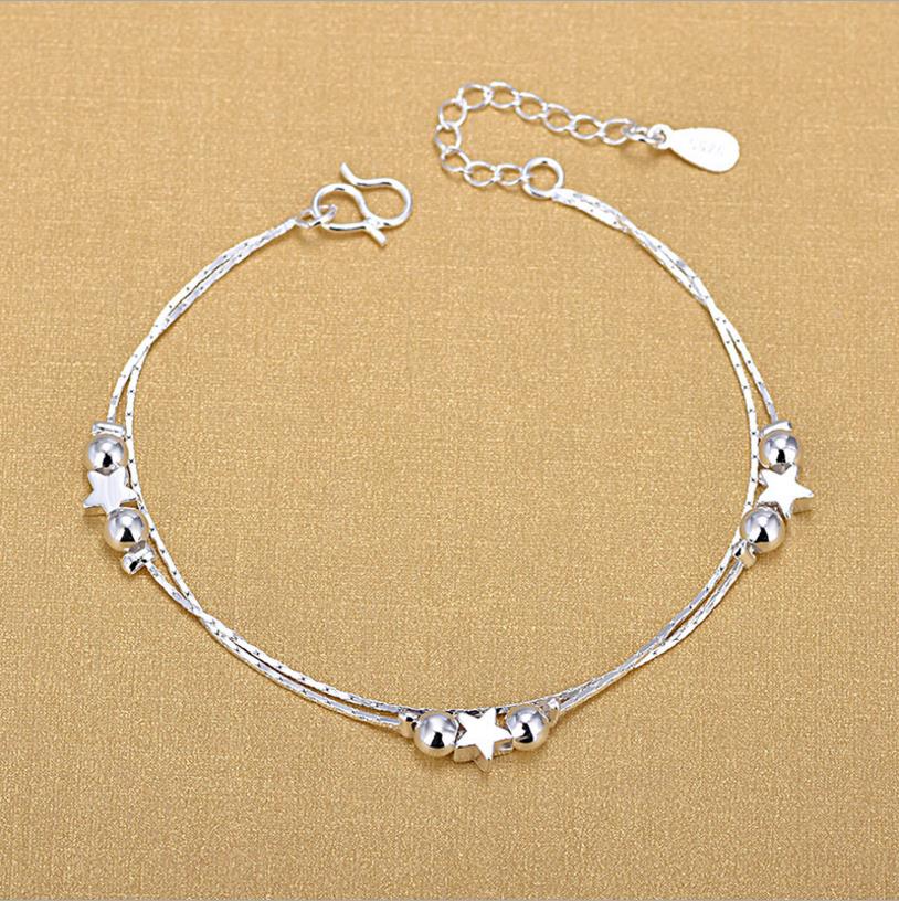 Everoyal Dame Sterne Armbänder Für Frauen Schmuck Charme Doppel Schicht Kette Silber 925 Fußkettchen Mädchen Geburtstag Zubehör