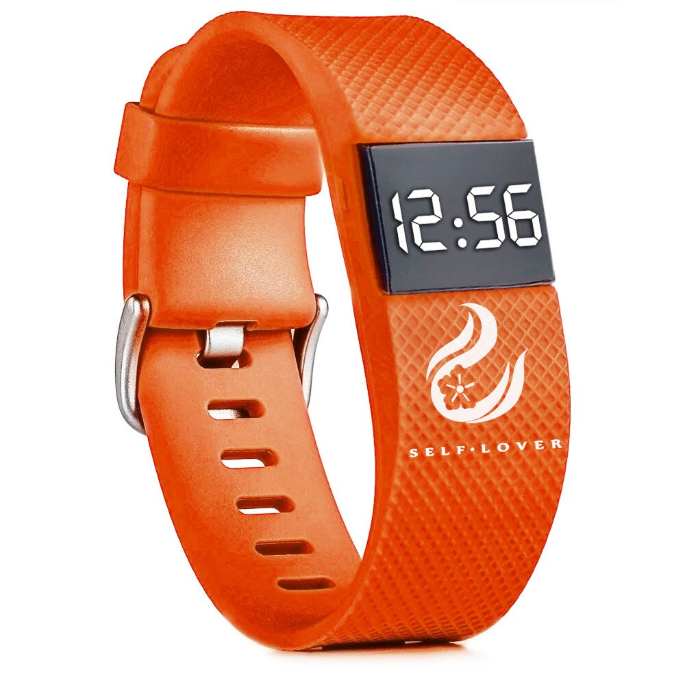 Digital Unisex Horloge Led Sport Siliconen Band Horloges Mannen Vrouwen Universele Elektronische Pols Klok Reloj Deportivo: Orange