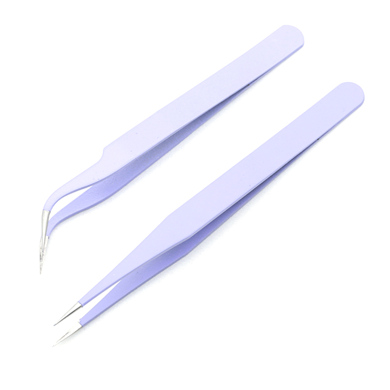 Pinzas negras rectas y curvadas de acero inoxidable para decoración de uñas, 2 piezas, para pegatinas 3D, pinzas para diamantes de imitación, herramienta de manicura, cuentas de lentejuelas: Caqui oscuro