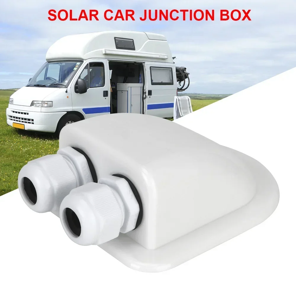 Caja de conexiones Solar para coche y caravana, caja de glándula de entrada de Cable, soporte de conector de Cable de entrada de techo, furgoneta de camper de doble orificio