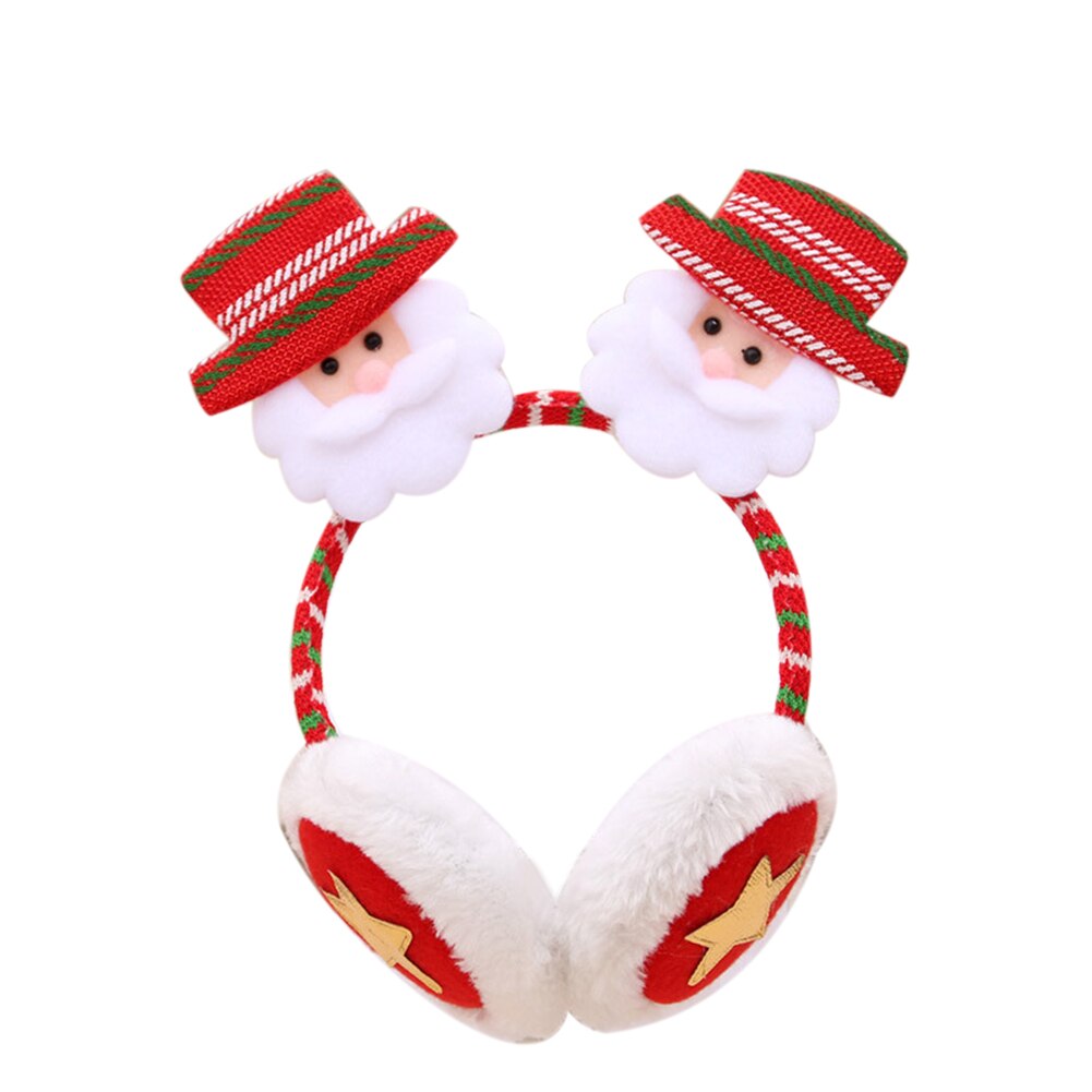Christmas Luminous Earmuffs Cute Cartoon Ear Warmers Winter Xmas Headband Headwear Adult Children Christmas Ornaments: Santa